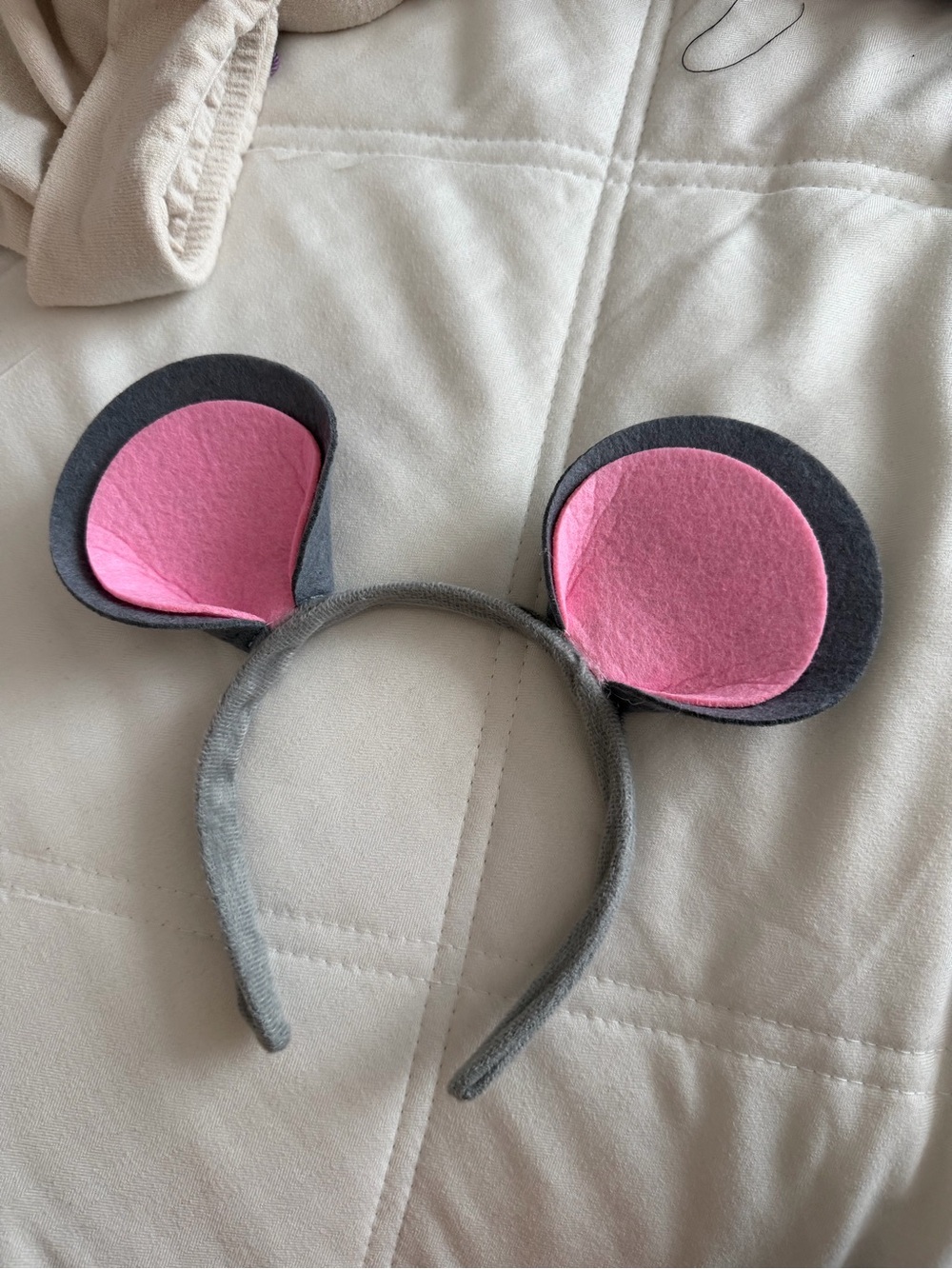 Kids Grey Headband with Pink Felt Ears - Cute Animal Ear Accessory